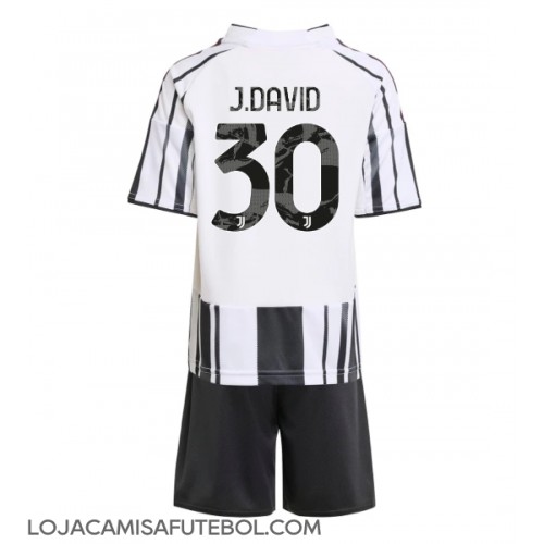 Camisa de Futebol Juventus Jonathan David #30 Equipamento Principal Infantil 2025-26 Manga Curta (+ Calças curtas)